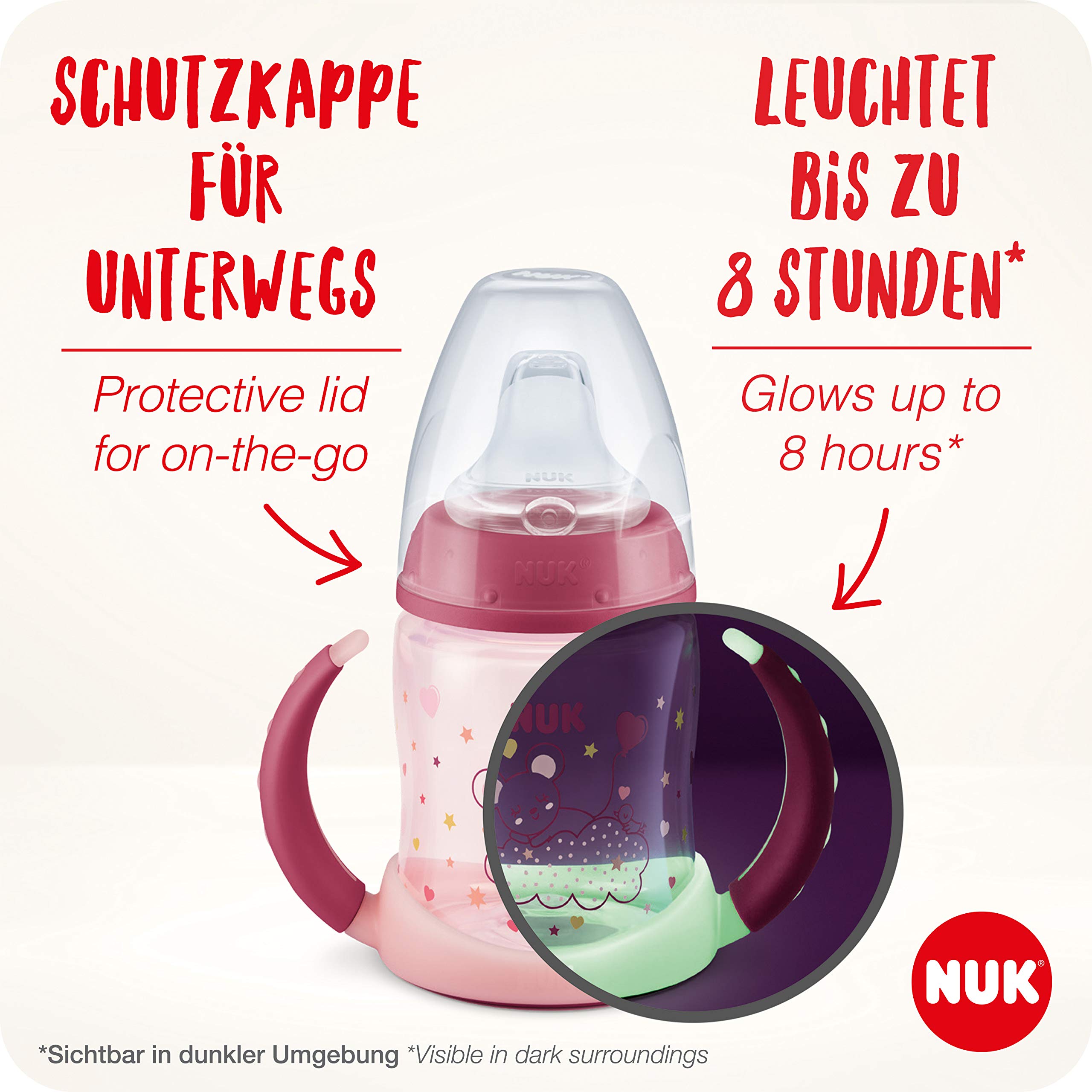 nuk-first-choice-bevimpara-learning-cup-night-rosa-150-ml-6-18-mesi-effetto-glow image 4
