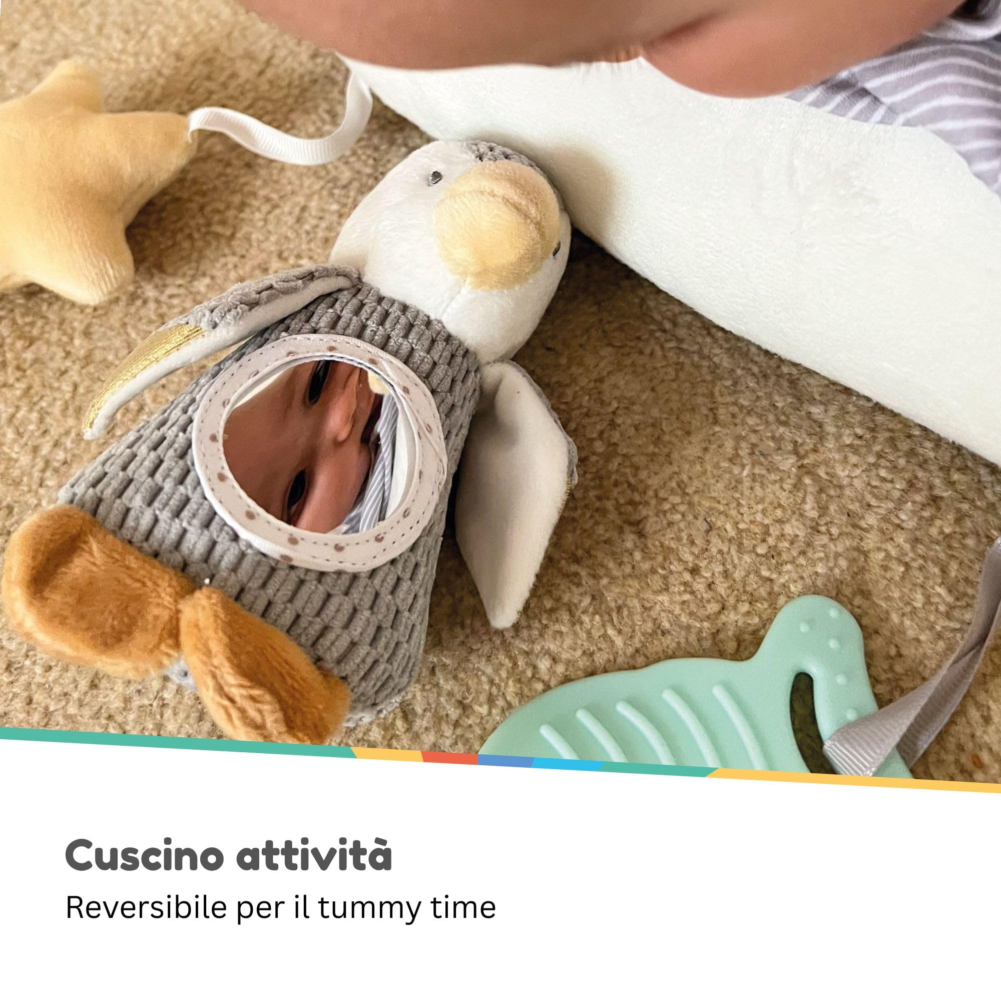 nuby-cuscino-penguin-tummy-time-interattivo-per-neonati-grigio-bianco-con-teethe image 7