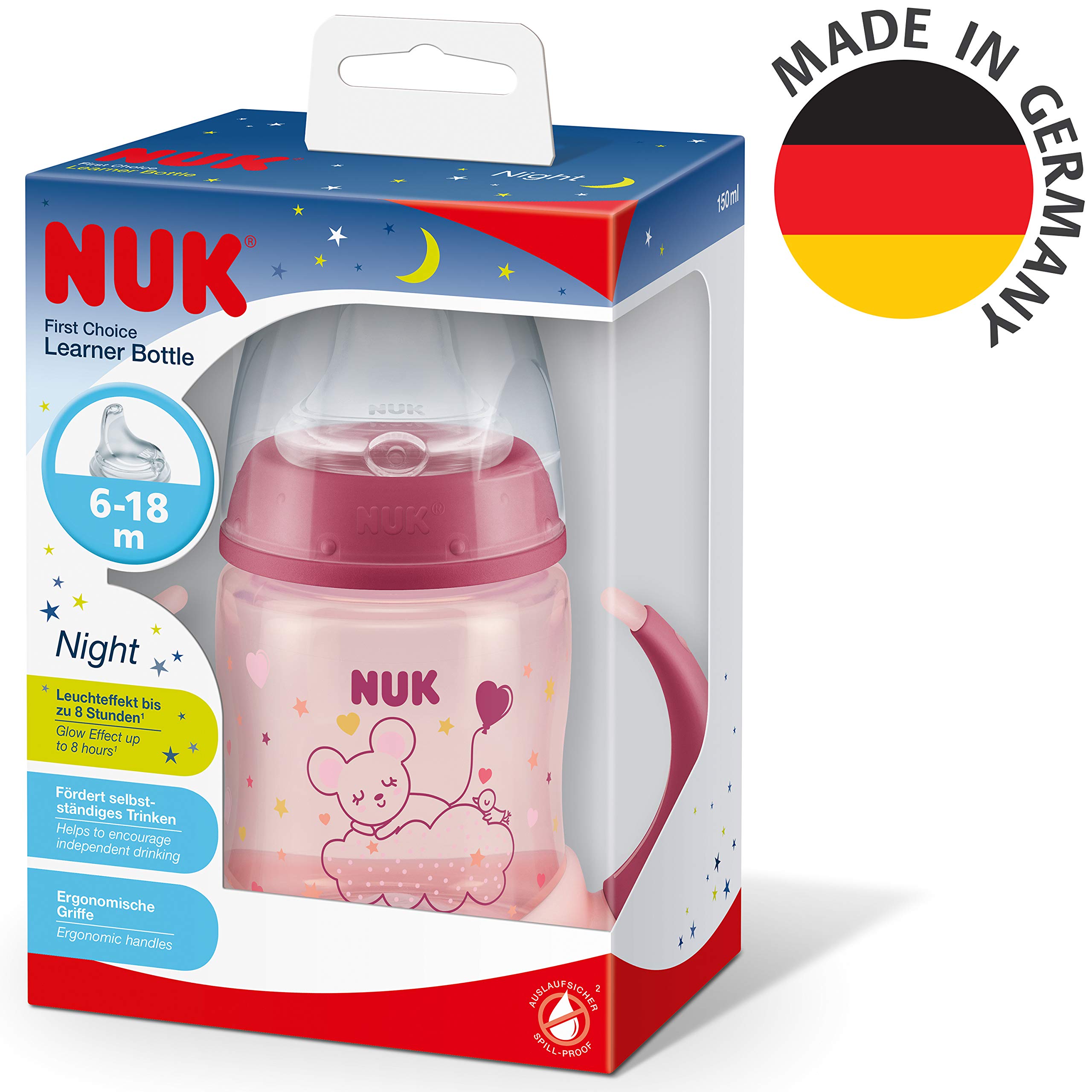 nuk-first-choice-bevimpara-learning-cup-night-rosa-150-ml-6-18-mesi-effetto-glow image 6