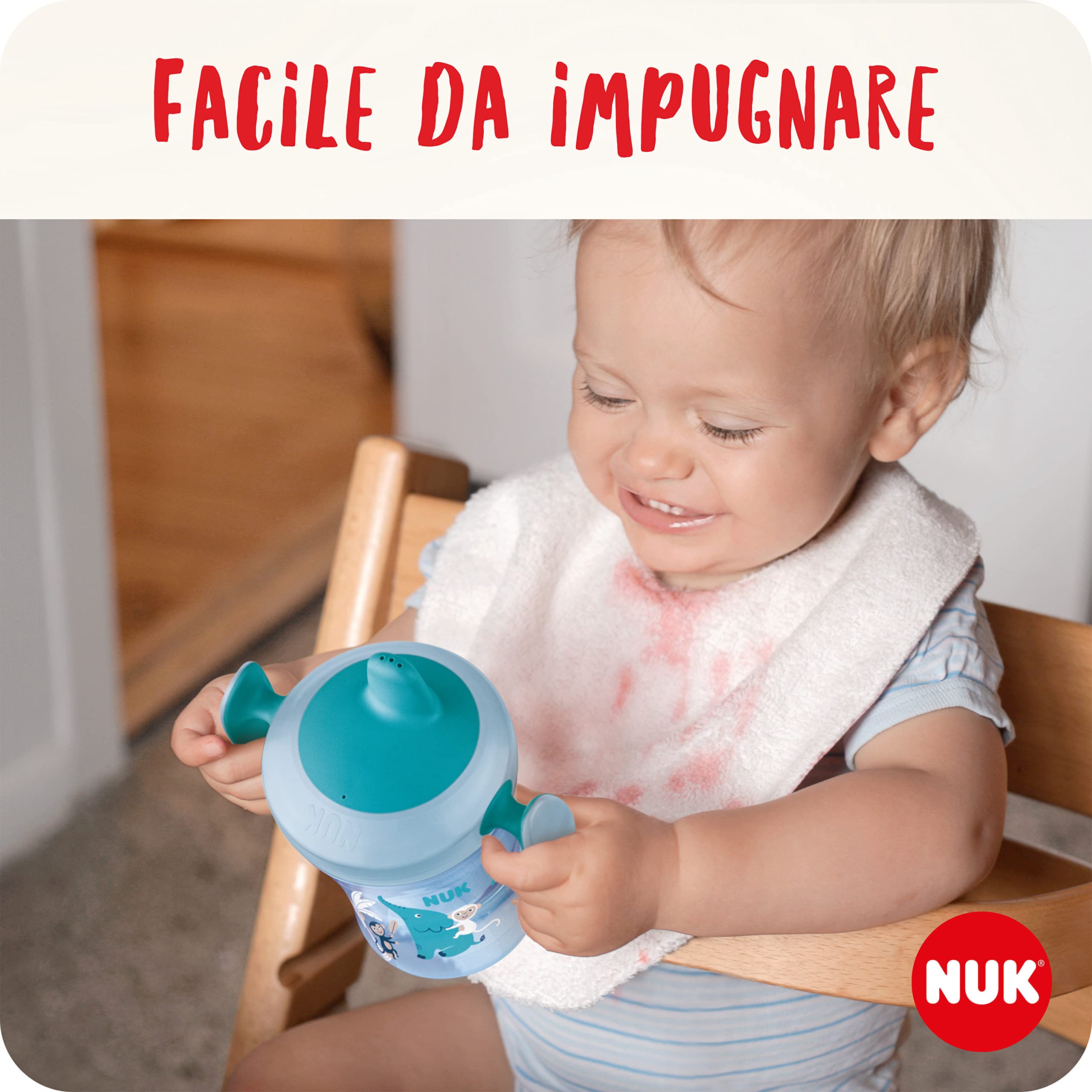 nuk-trainer-cup-bicchiere-antigoccia-6-mesi-230-ml-con-beccuccio-morbido-manigli image 3