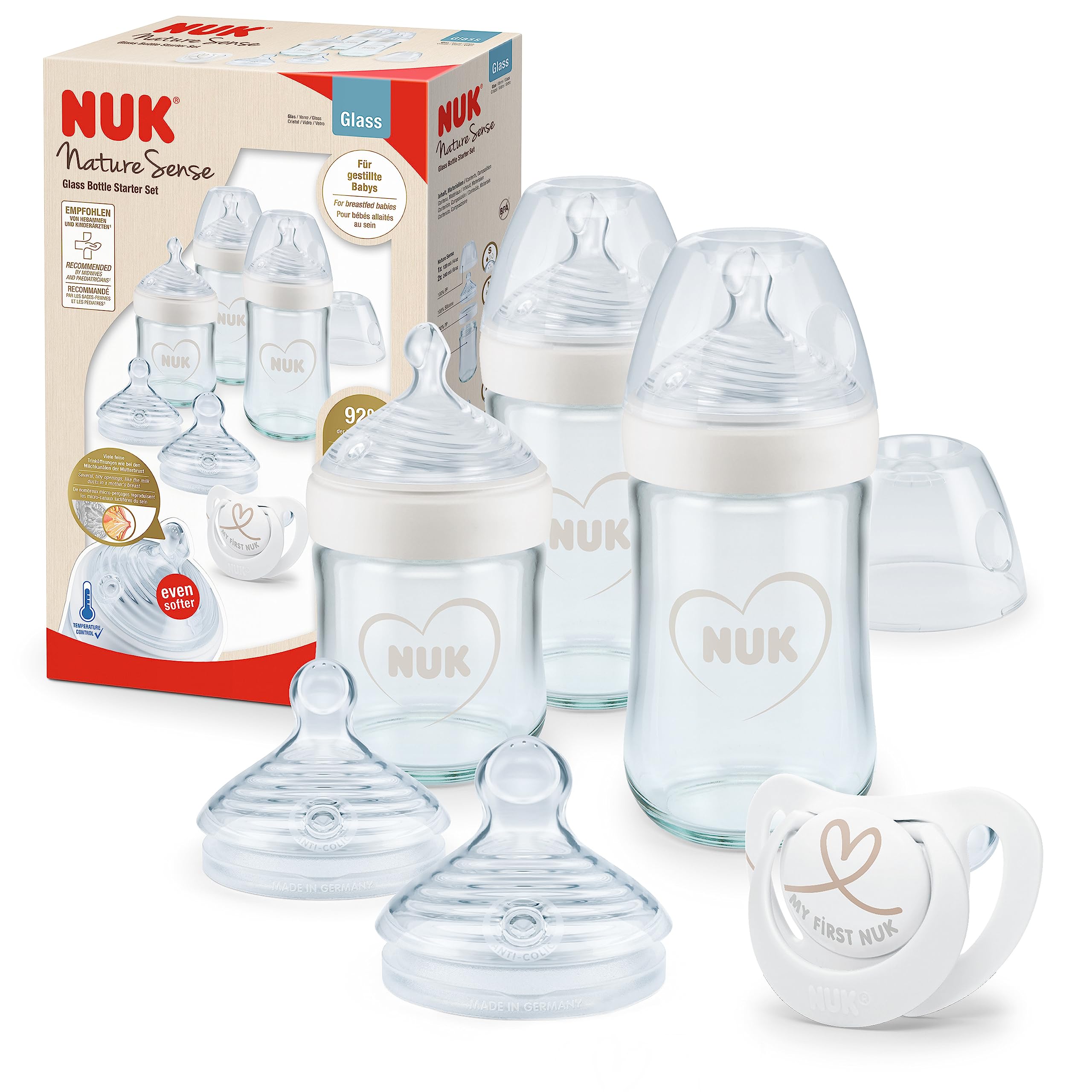 nuk-nature-sense-starter-set-biberon-in-vetro-7-pezzi-0-18-mesi-tettarella-in-si image 1