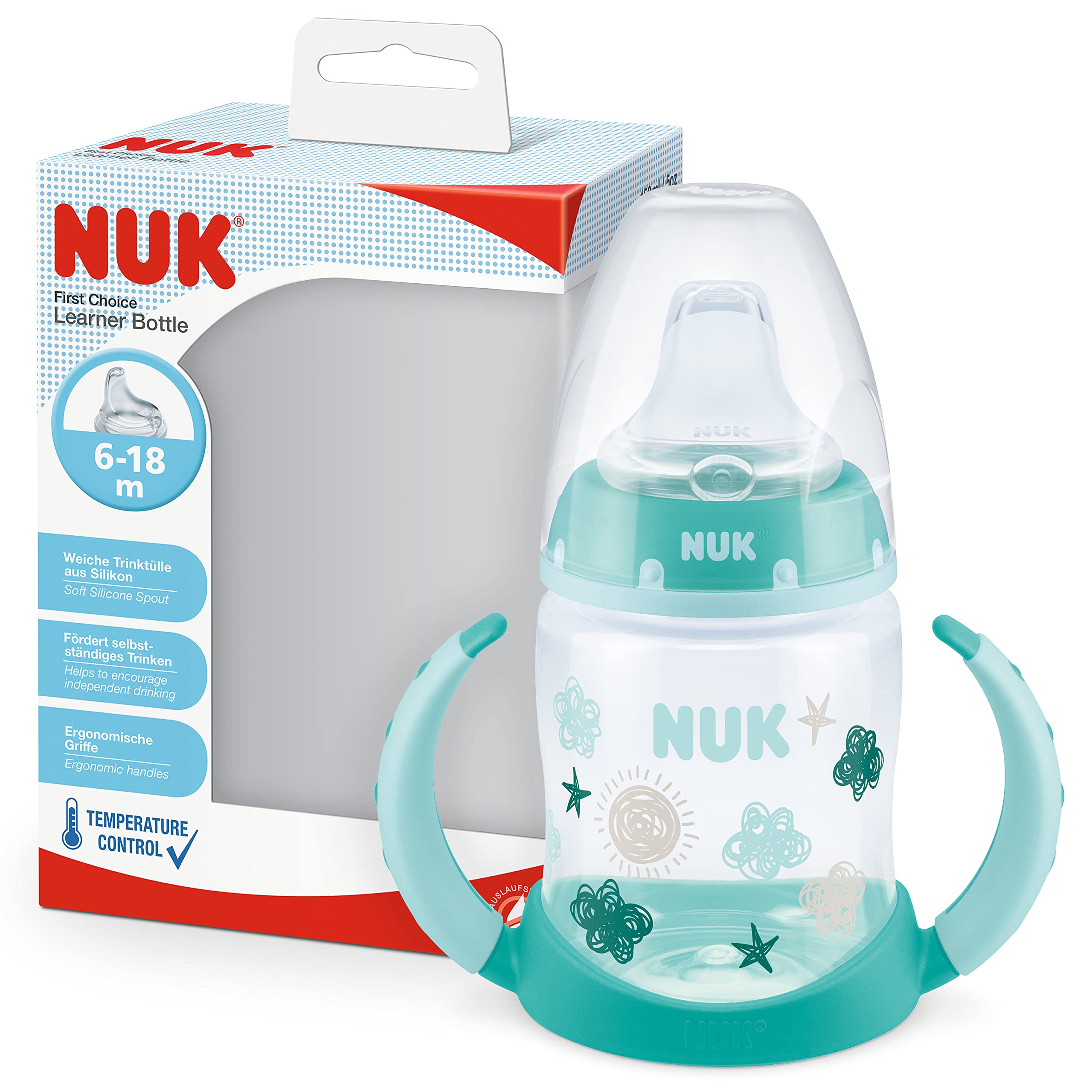 nuk-first-choice-tazza-antigoccia-nube-150-ml-6-18-mesi-controllo-temperatura-be image 1